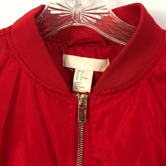 H & M Coat Jacket Size 8 Womens Zip Front Red Baseball Bomber Zip Size Eight 8 - Picture 3 of 8